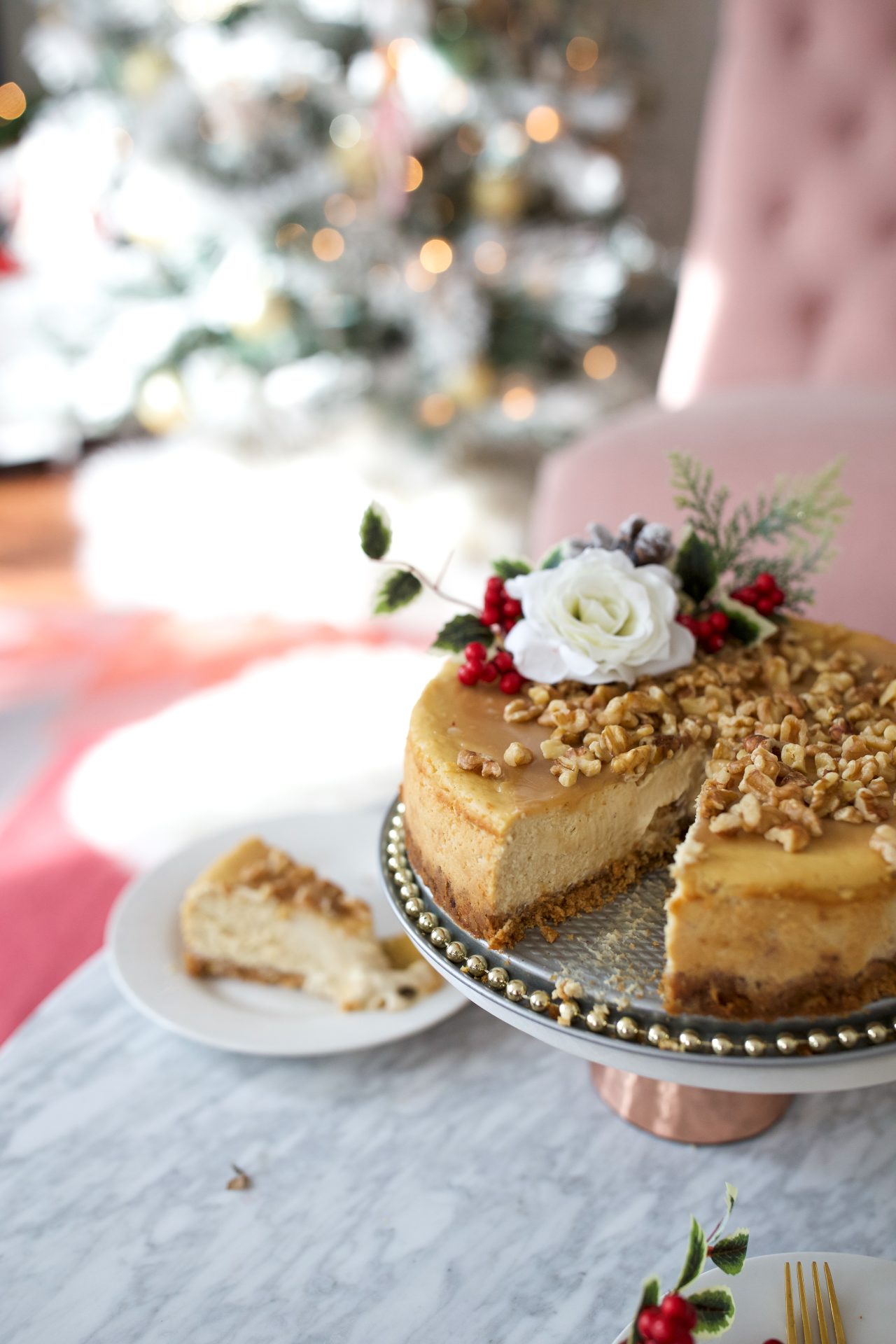 spiced maple walnut cheesecake