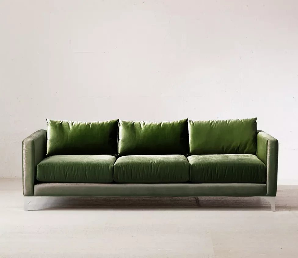 green velvet couch