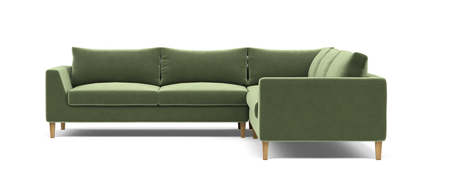 green velvet sectional sofa