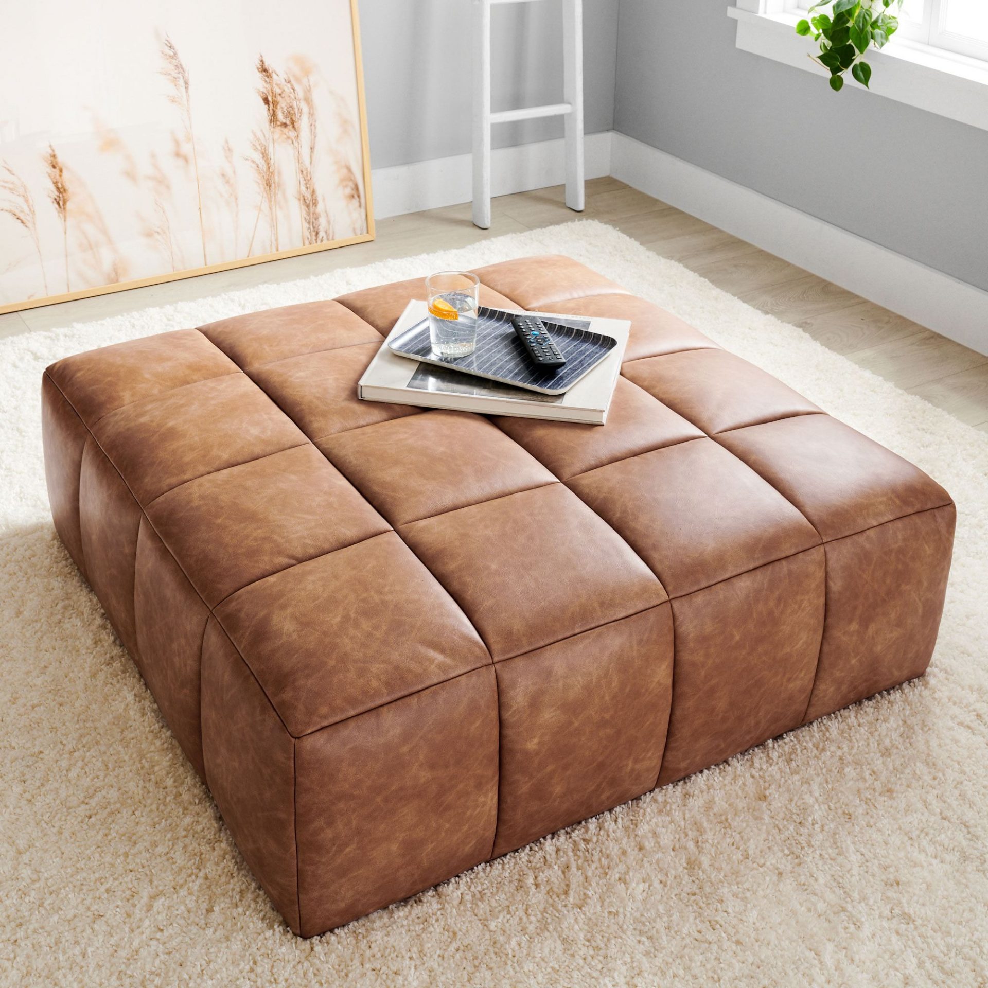 leather ottoman coffee table