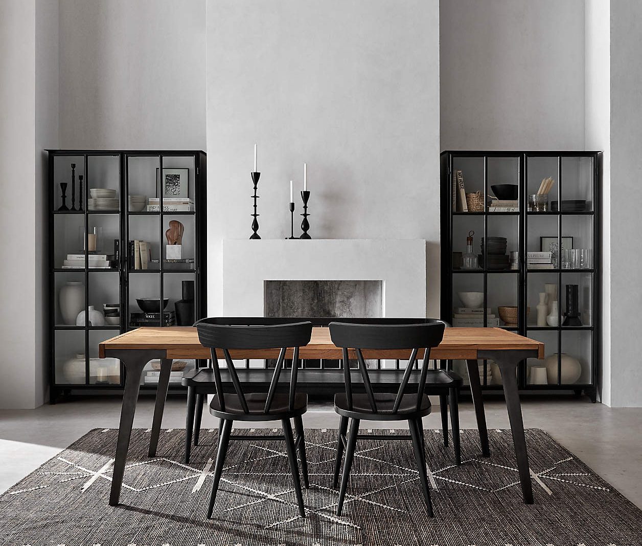 modern extendable dining table that is in a modern space. 