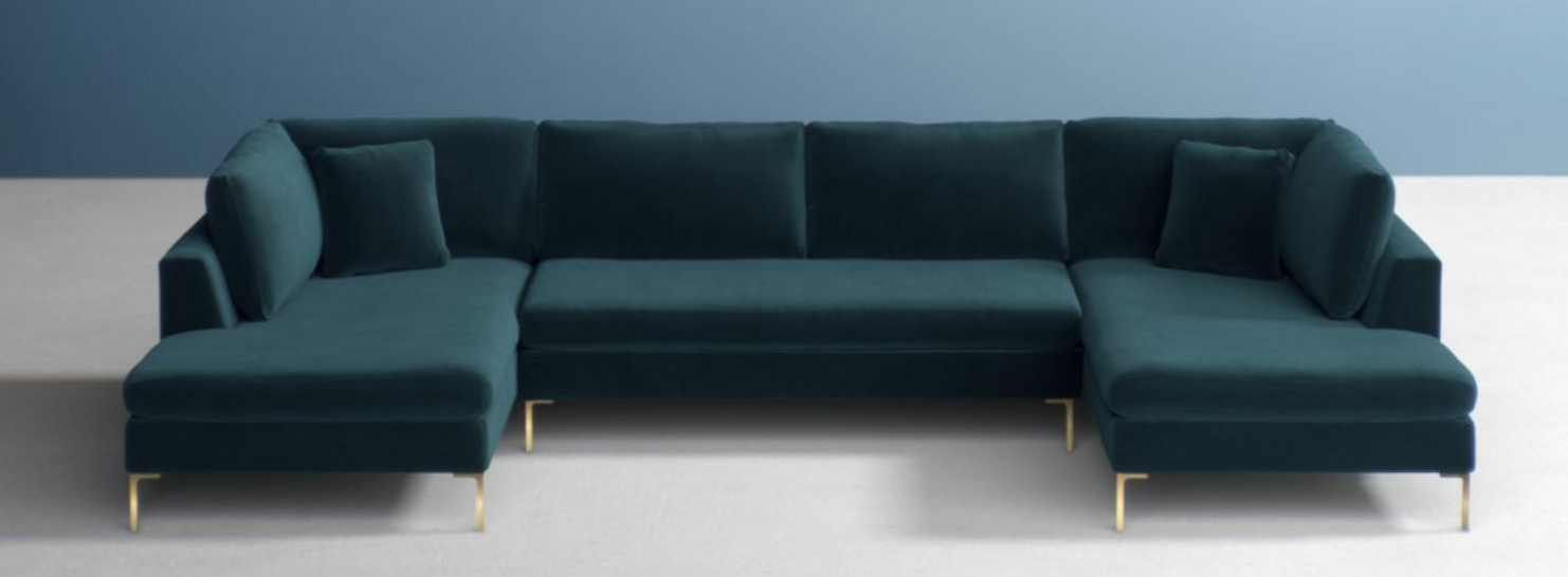 velvet u shaped sectional