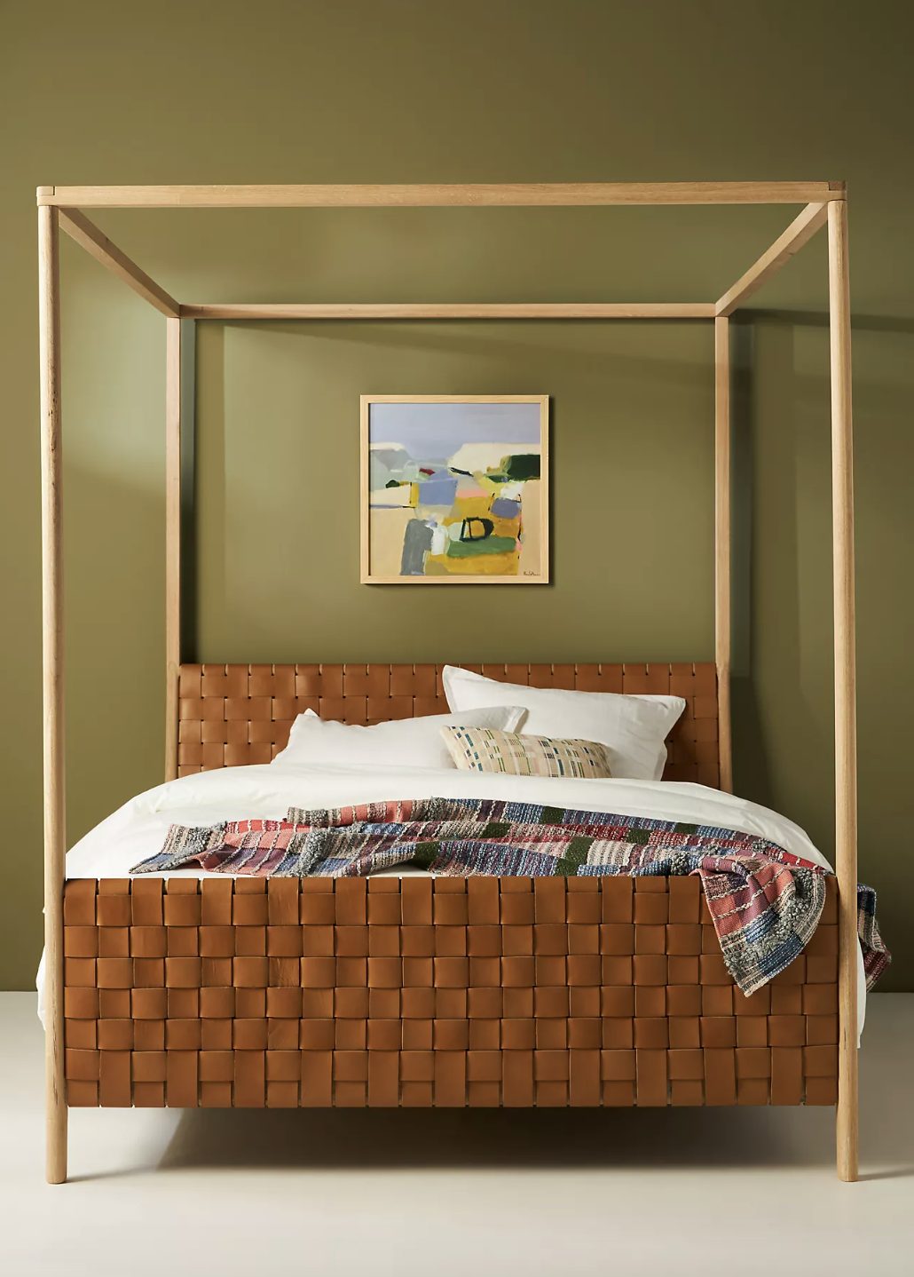 wooden canopy bed