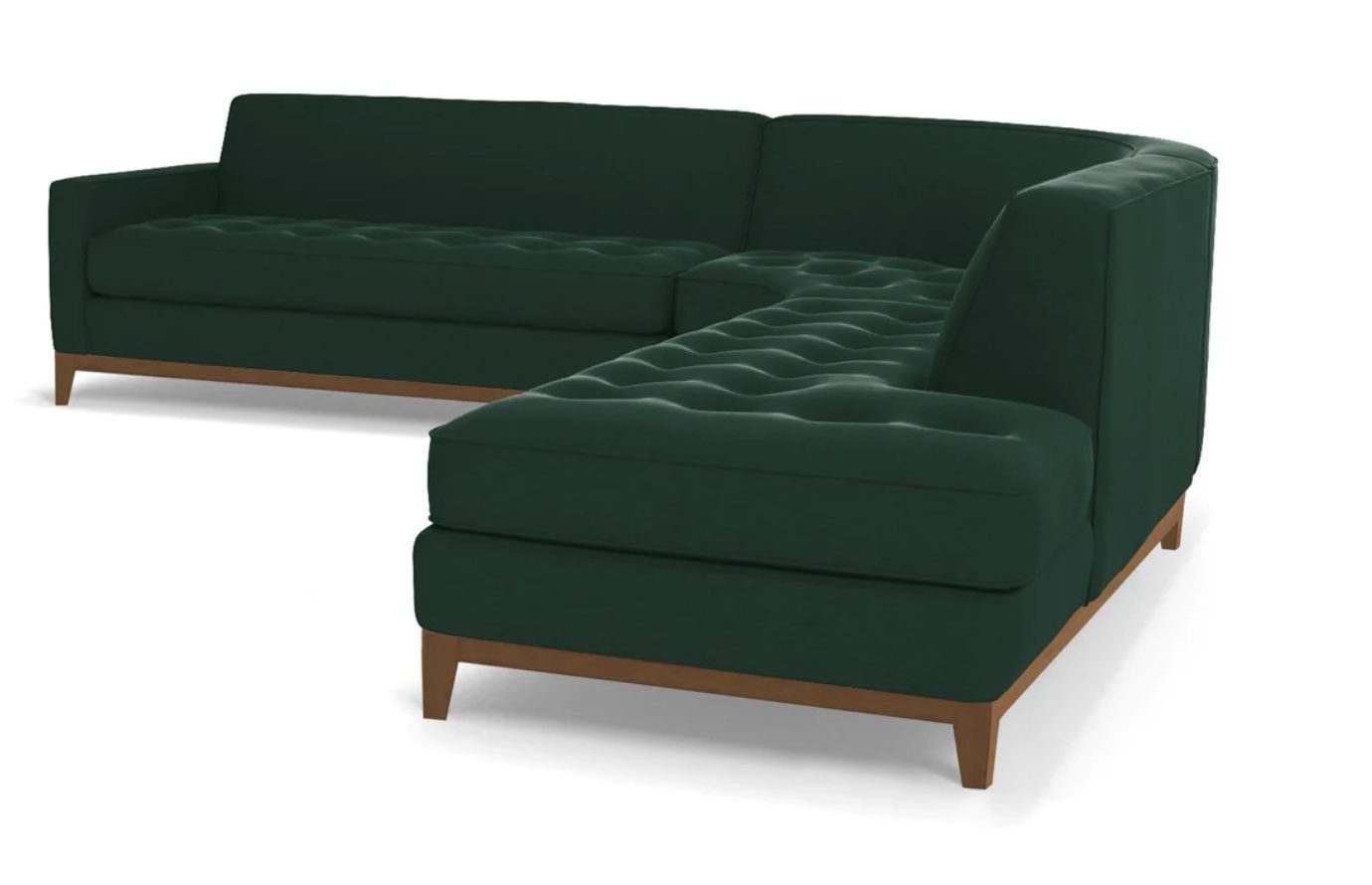 velvet corner sectional that transforms into a sleeper sectional. 