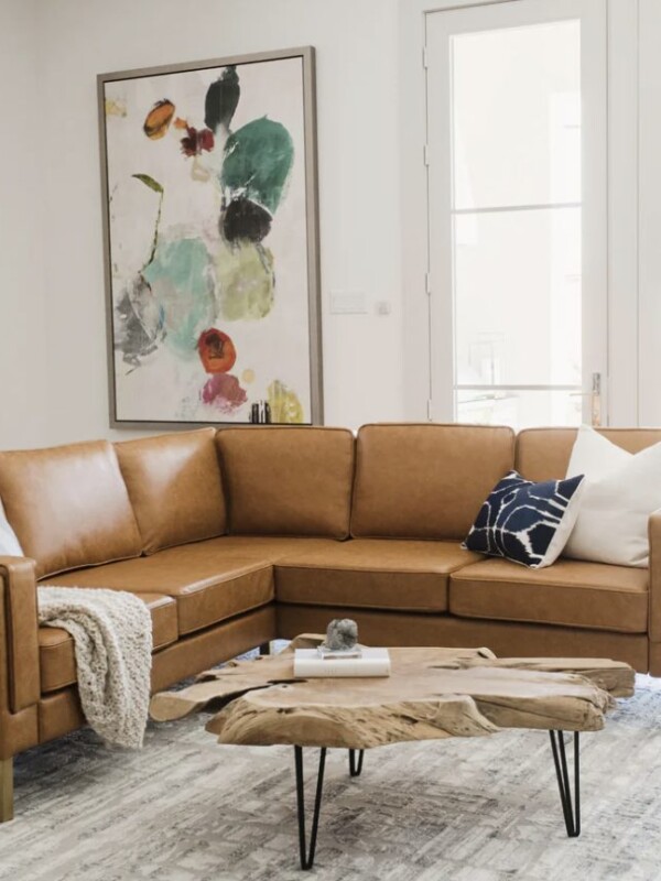 brown leather sectional