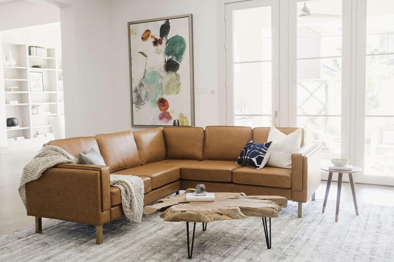 brown leather sectional