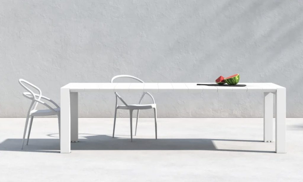 white outdoor extending table