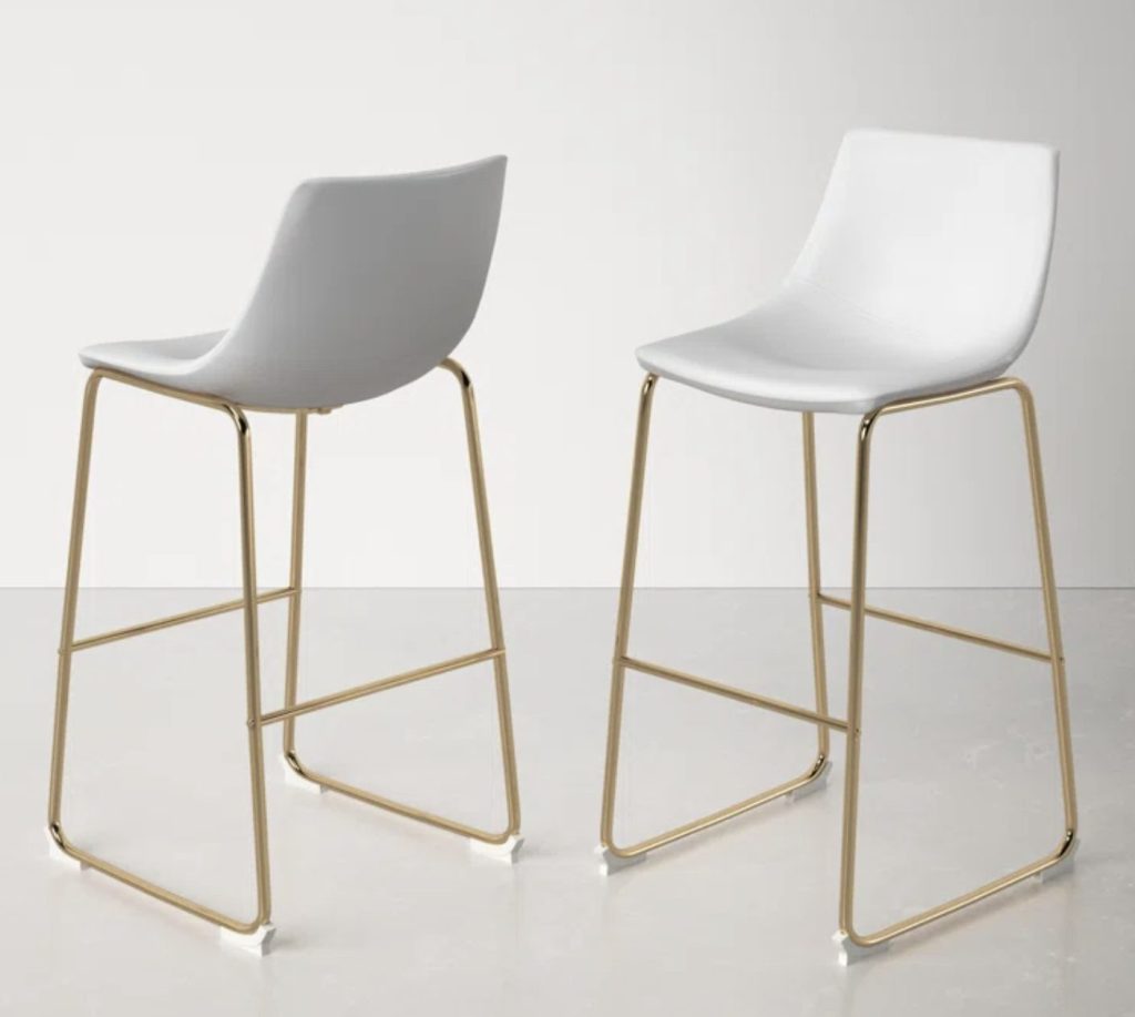 white and gold bar stools