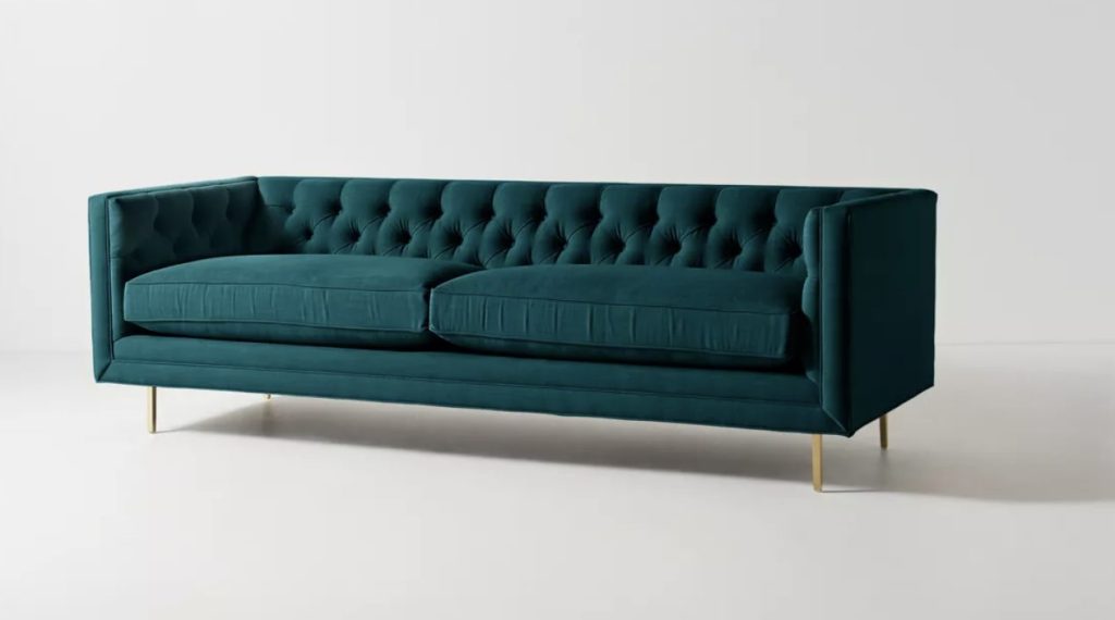blue velvet couch