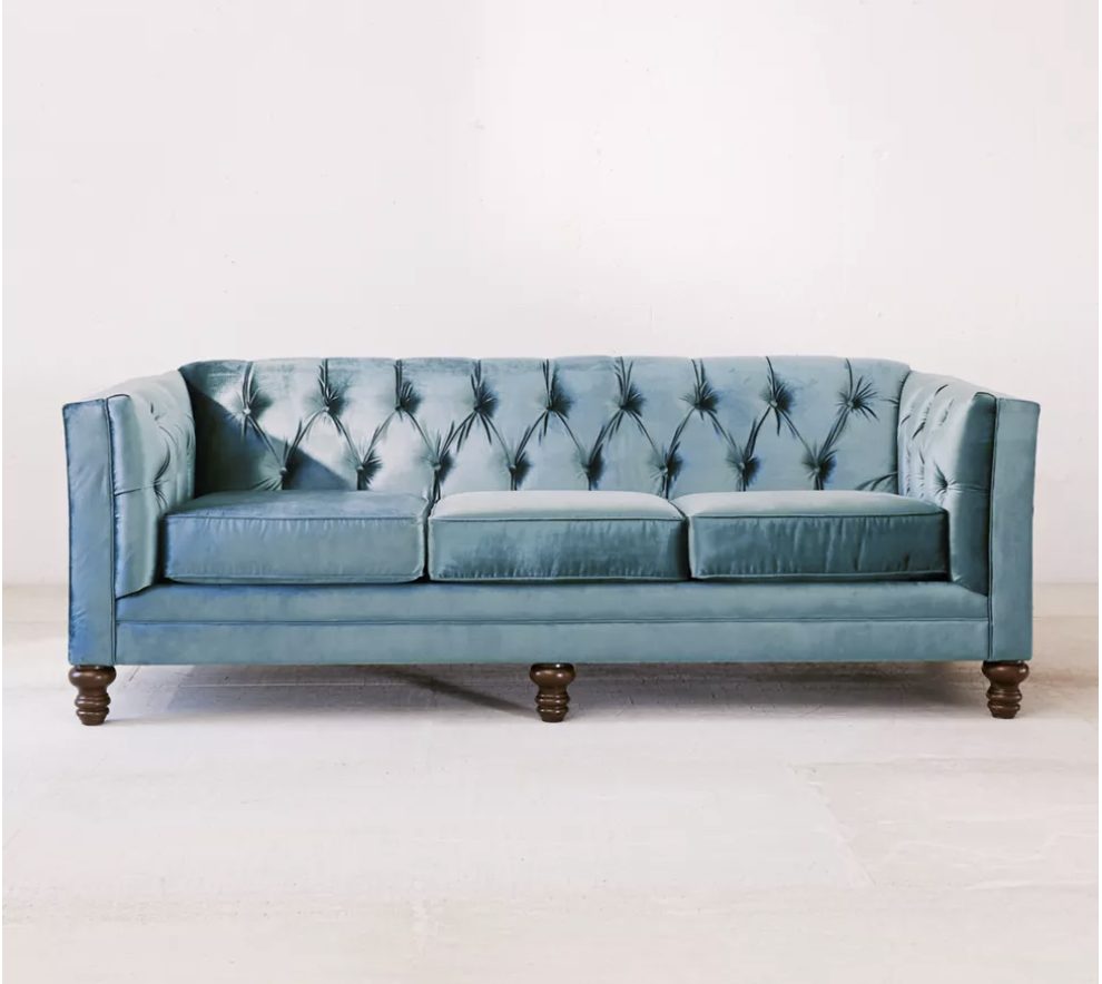 blue velvet couch