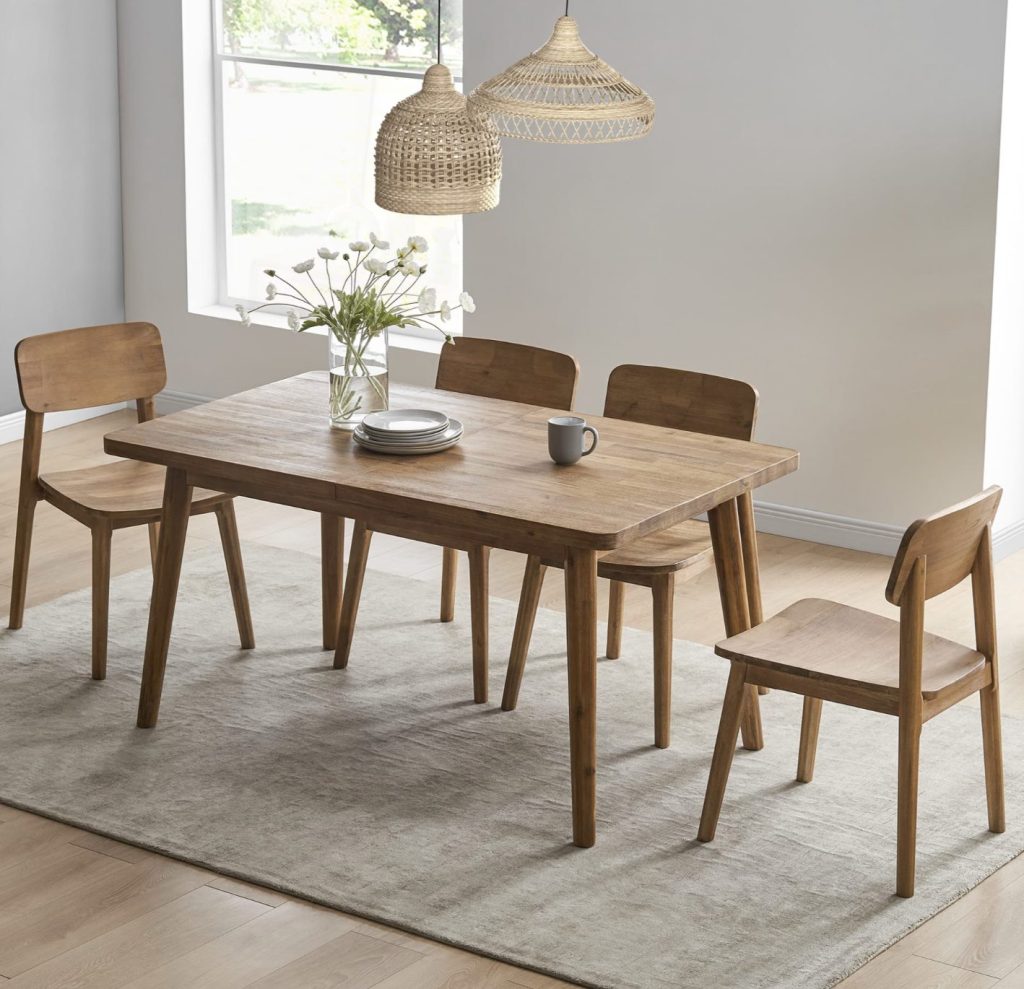 wood extendable dining table