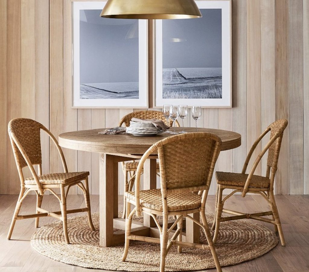 round wood extendable dining table