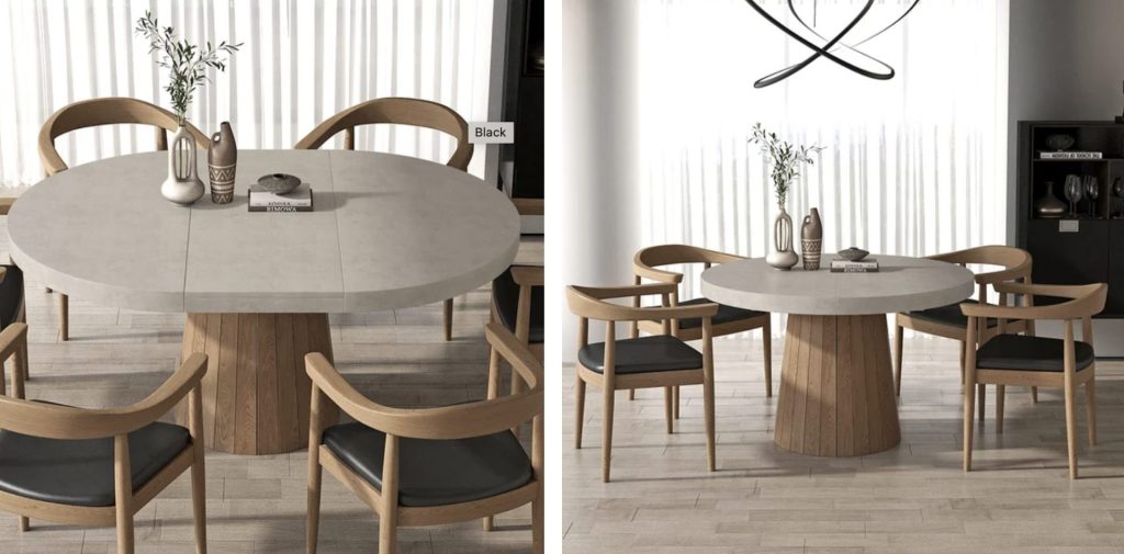 round extendable dining table