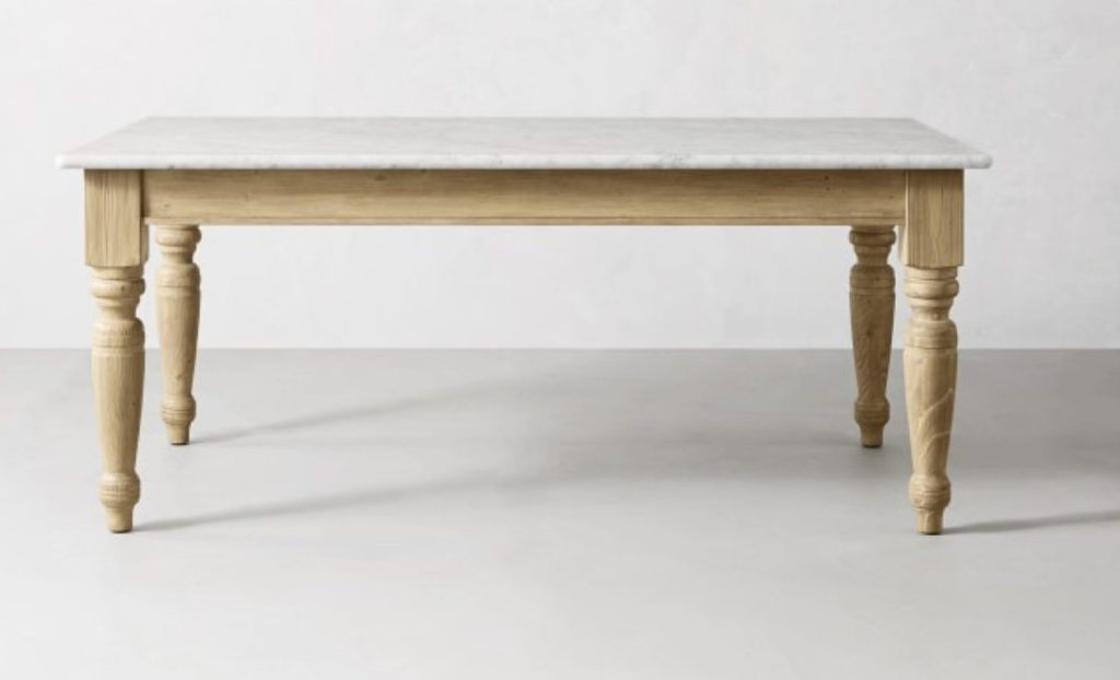 wood and marble dining table
