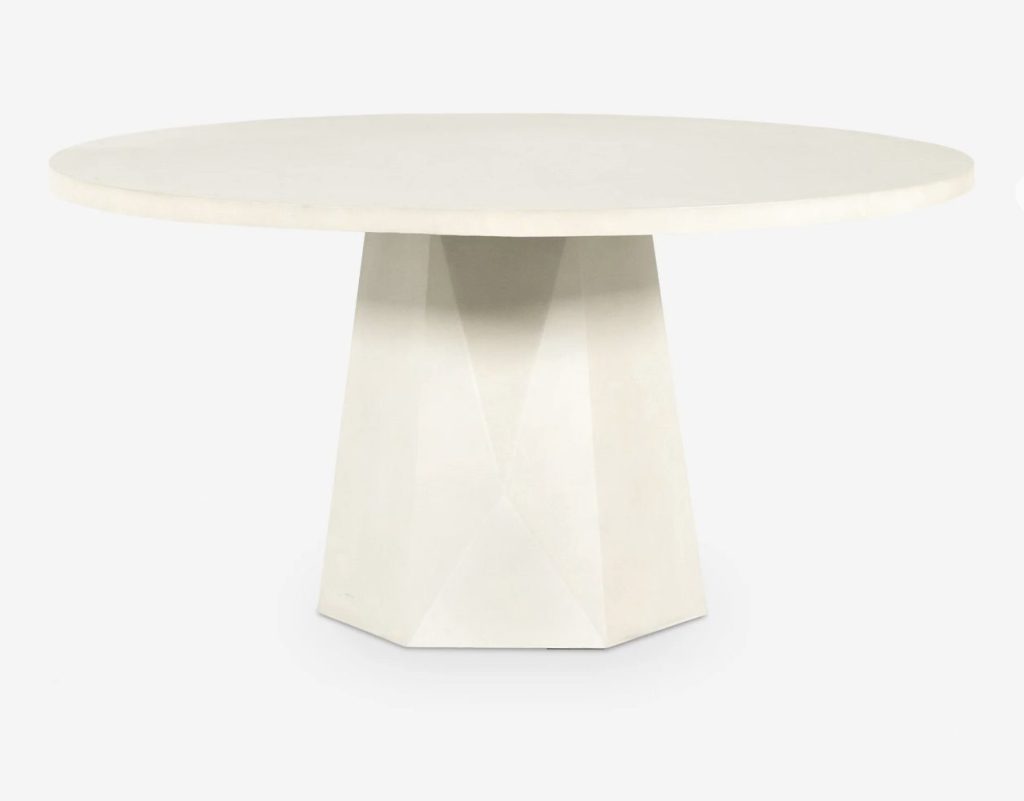 round white concrete dining table