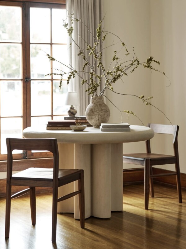 round concrete dining table