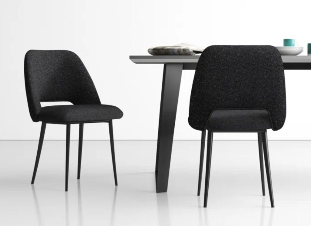 black boucle dining chair