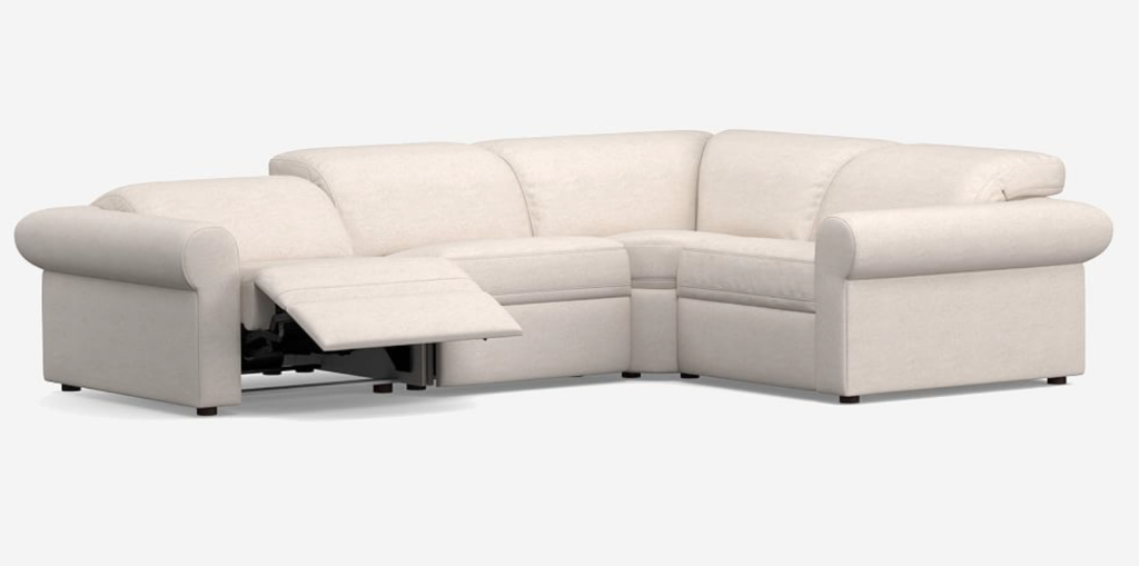 modern power reclining sectional in white. 