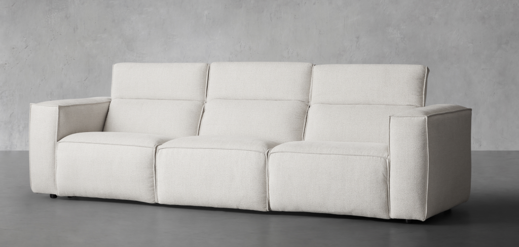 3-seat reclining sectional in white.