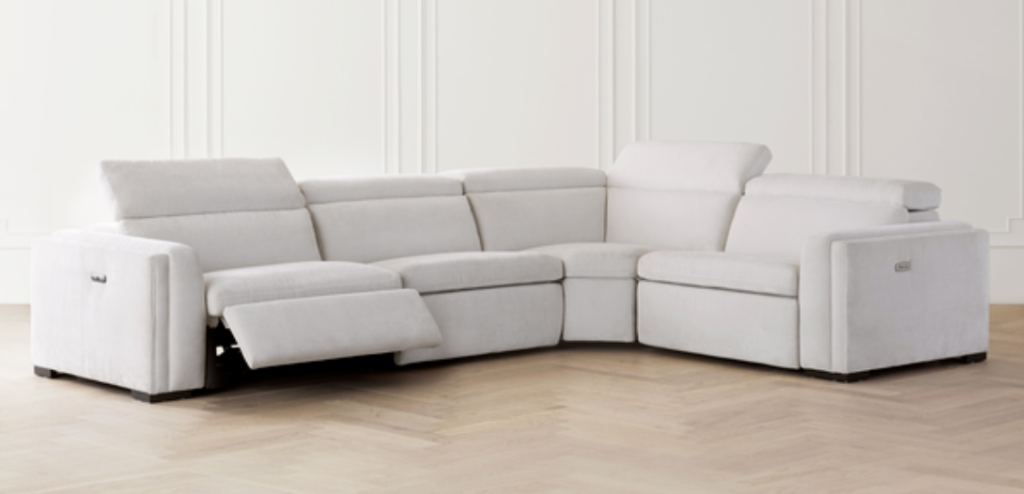 5-piece white reclining sectional sofa.