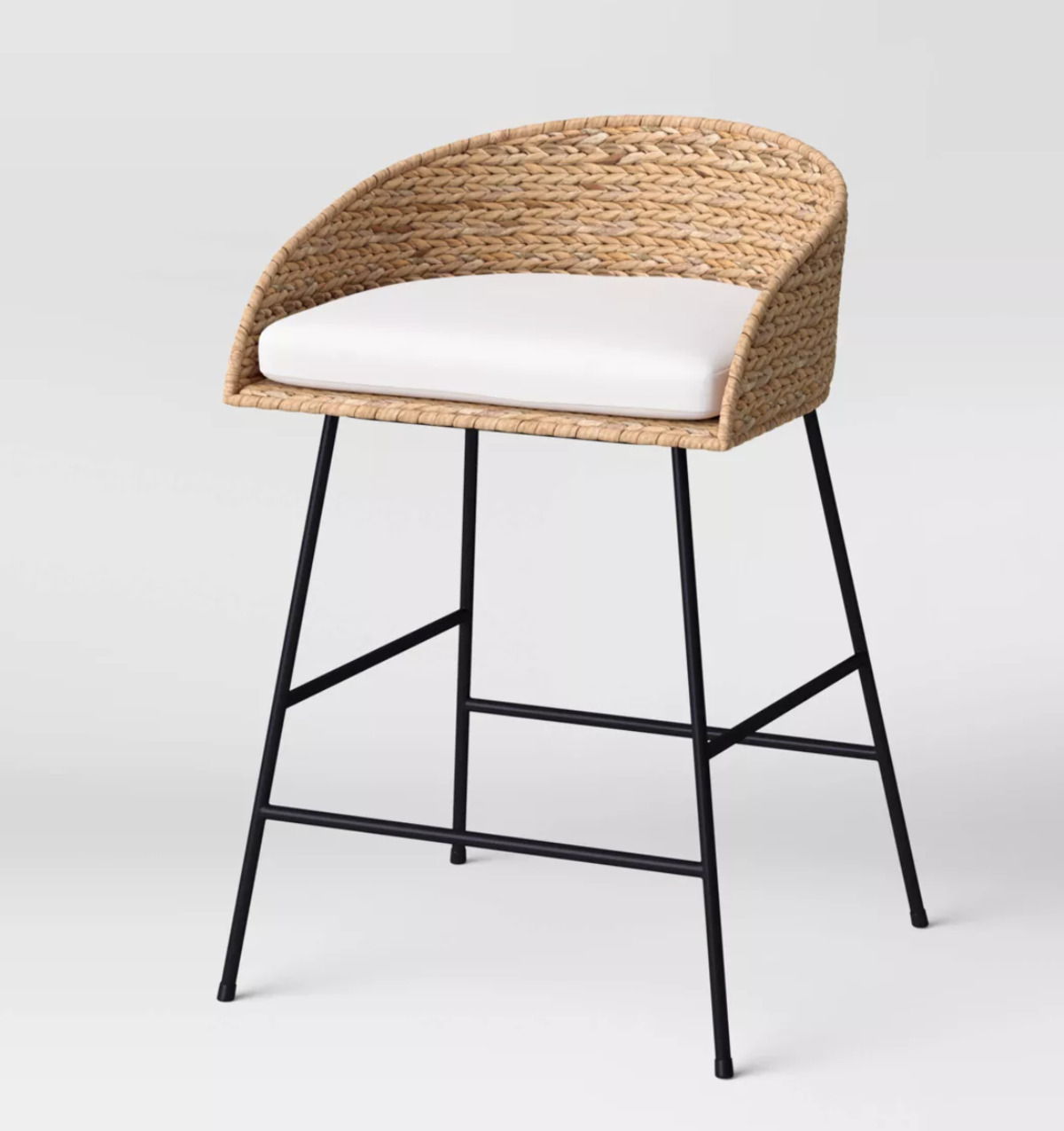 woven backed counter height bar stool. 