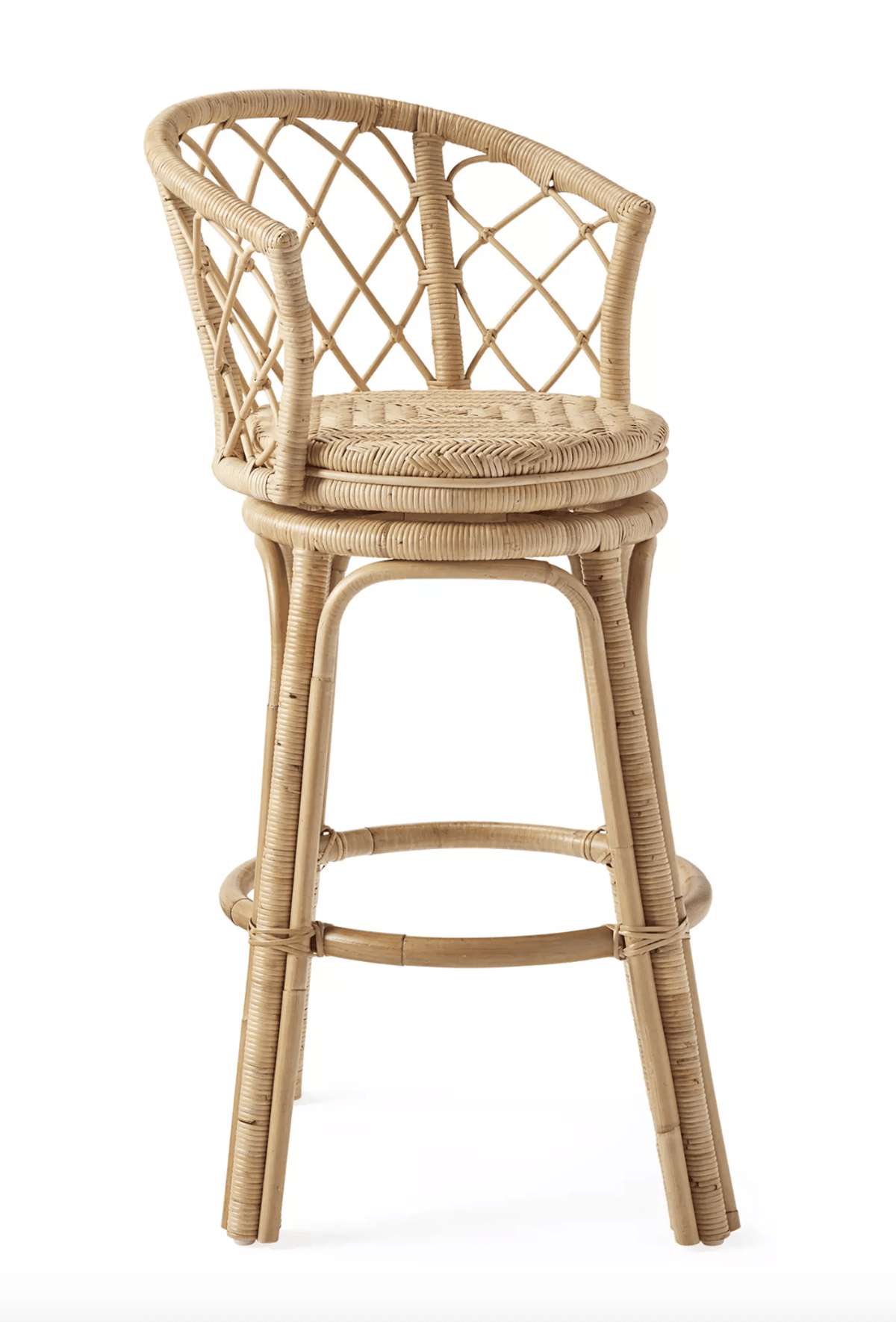 swivel counter stool in natural rattan. 