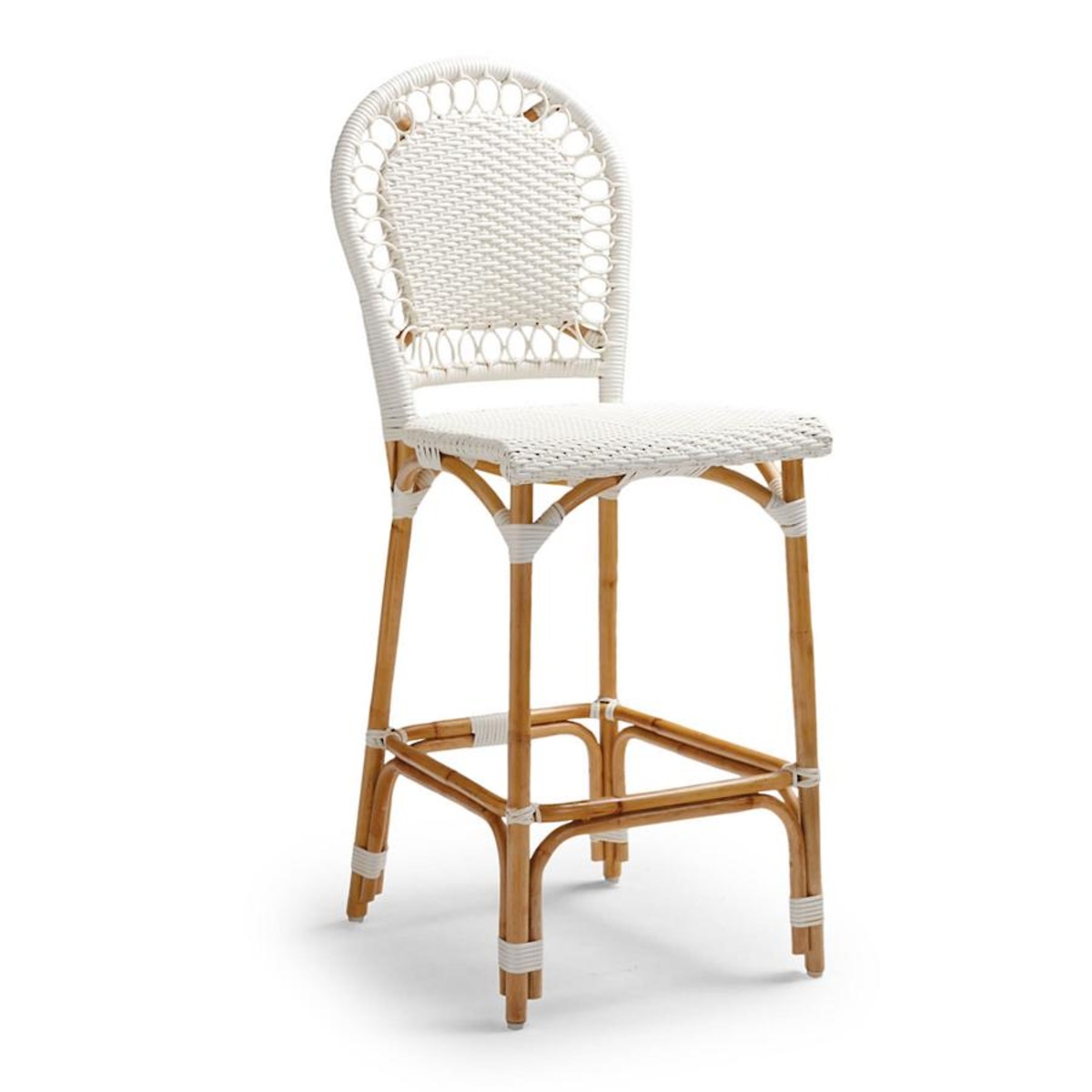 rattan bistro bar stool in white. 